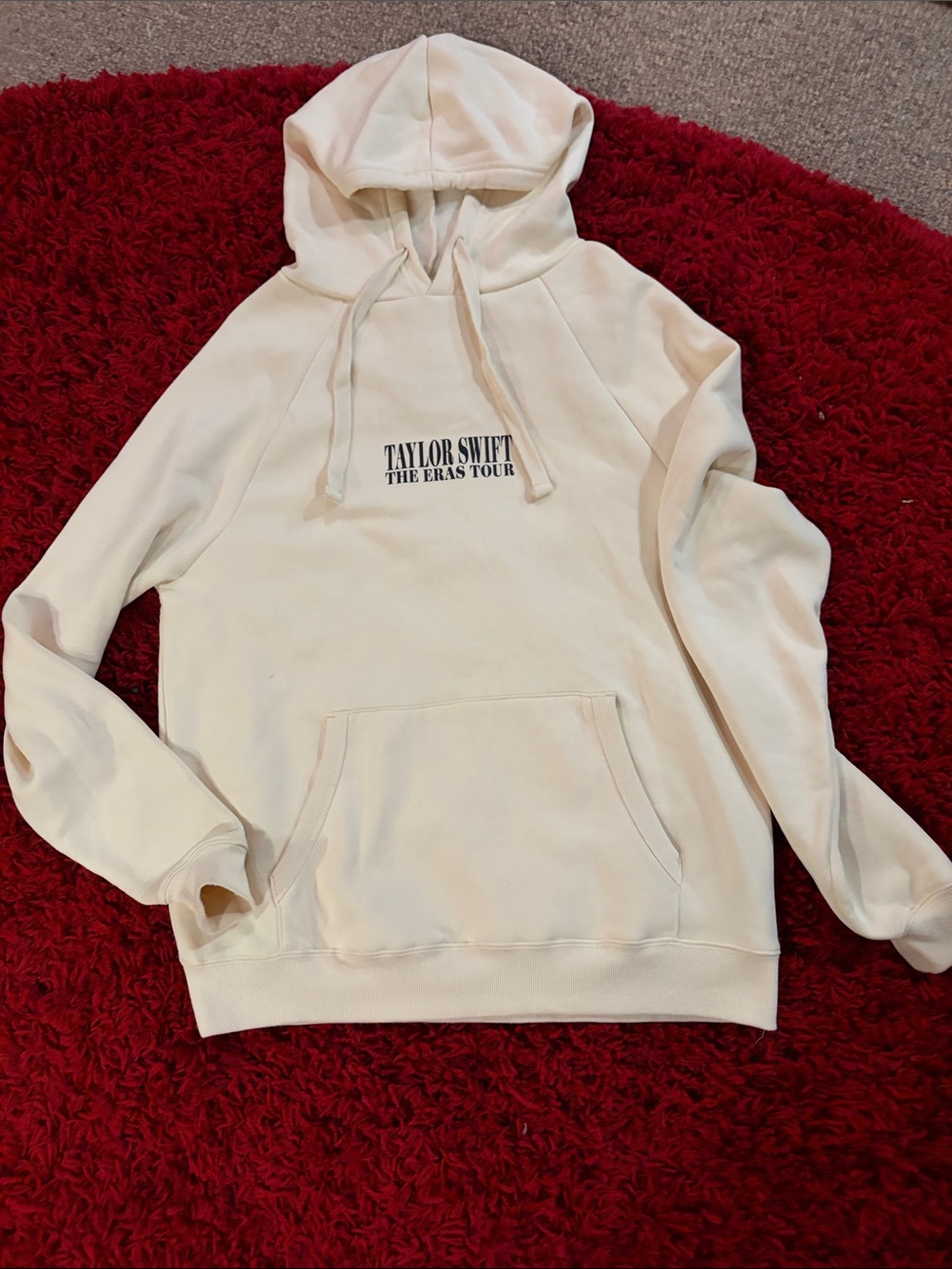 Taylor Swift Cream Crewneck Hoodie with 'The Eras Tour' Chest Logo